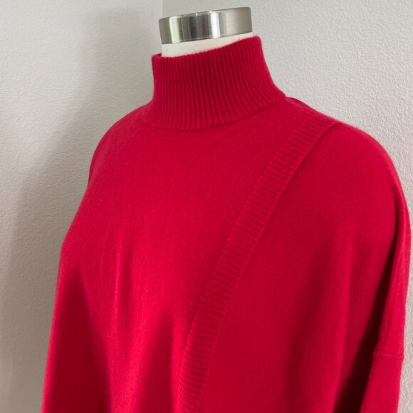 Pure Collection Womens 6 Red 100% Cashmere Turtleneck Sweater Long Sleeve Boxy - Picture 2 of 12